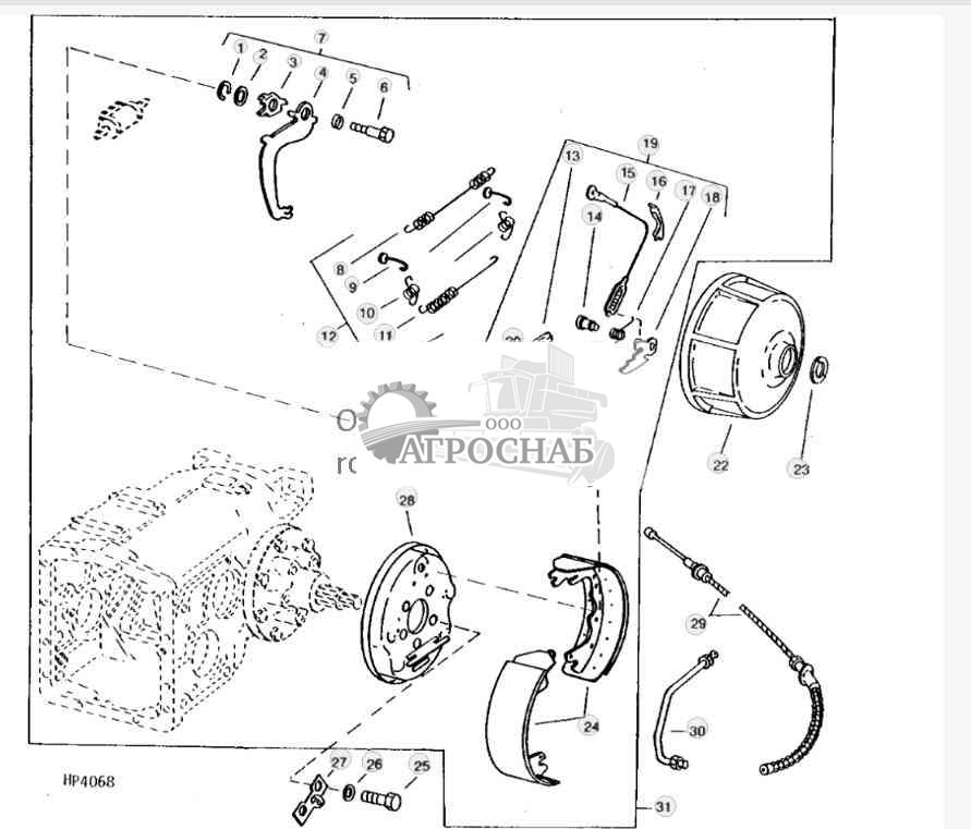 BRAKE SHOES AND DRUM (L.H. ILLUSTRATED) 